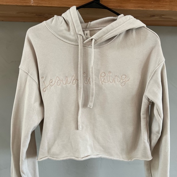 Tops - Embroidered Cropped Hoodie Sweatshirt “Jesus is King” Size Small